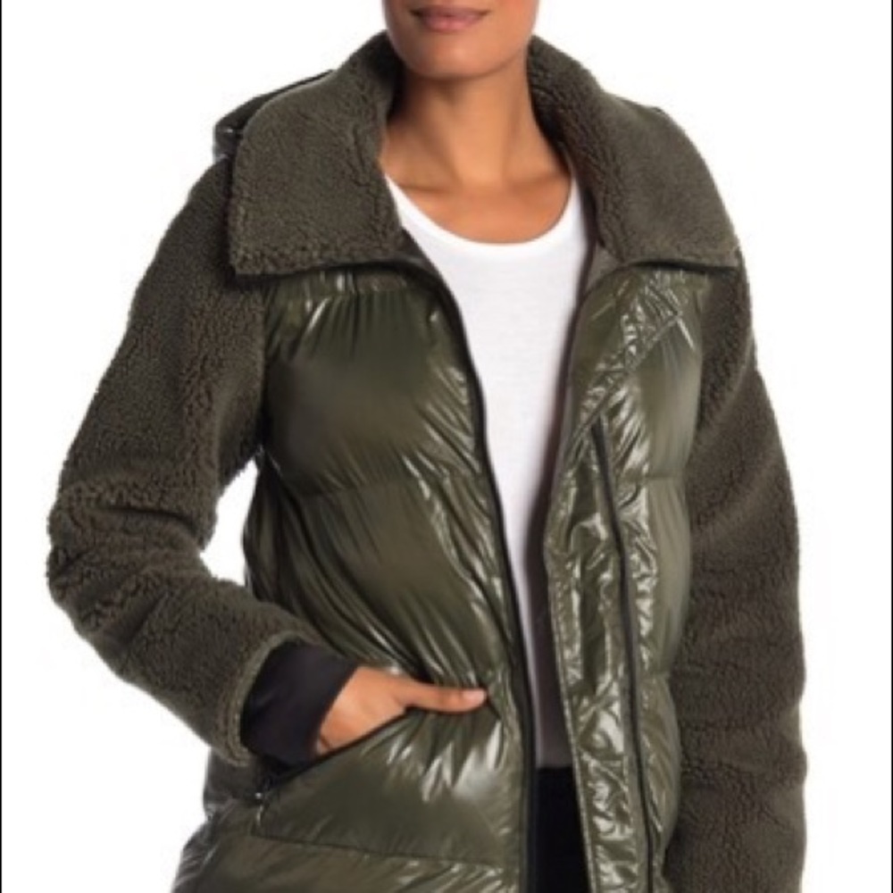 ❤️ Michael Kors Missy Faux Shearling Jacket Olive